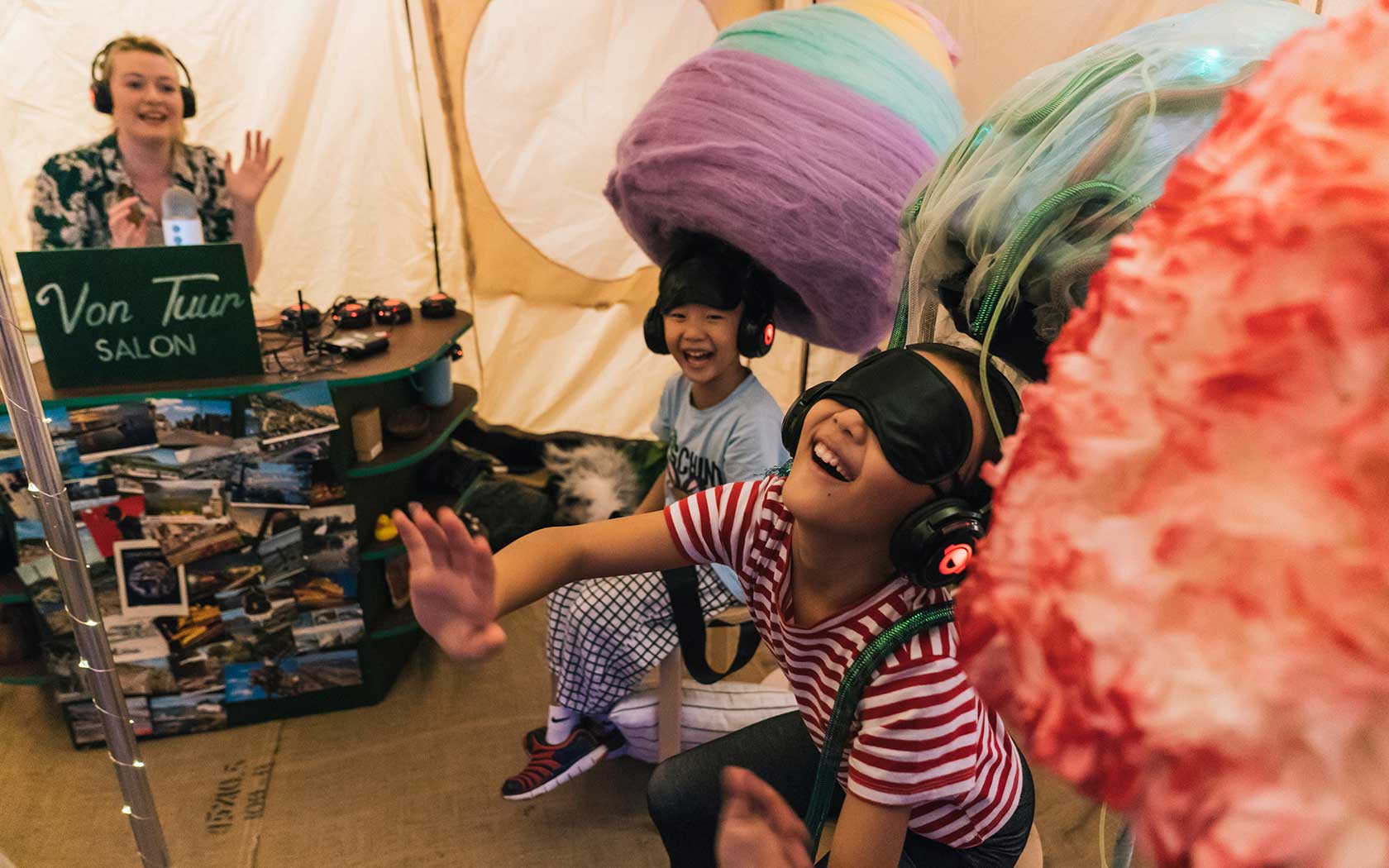 Image of children having fun at an immersive arts experience at Esplanade’s Octoburst in 2019.
