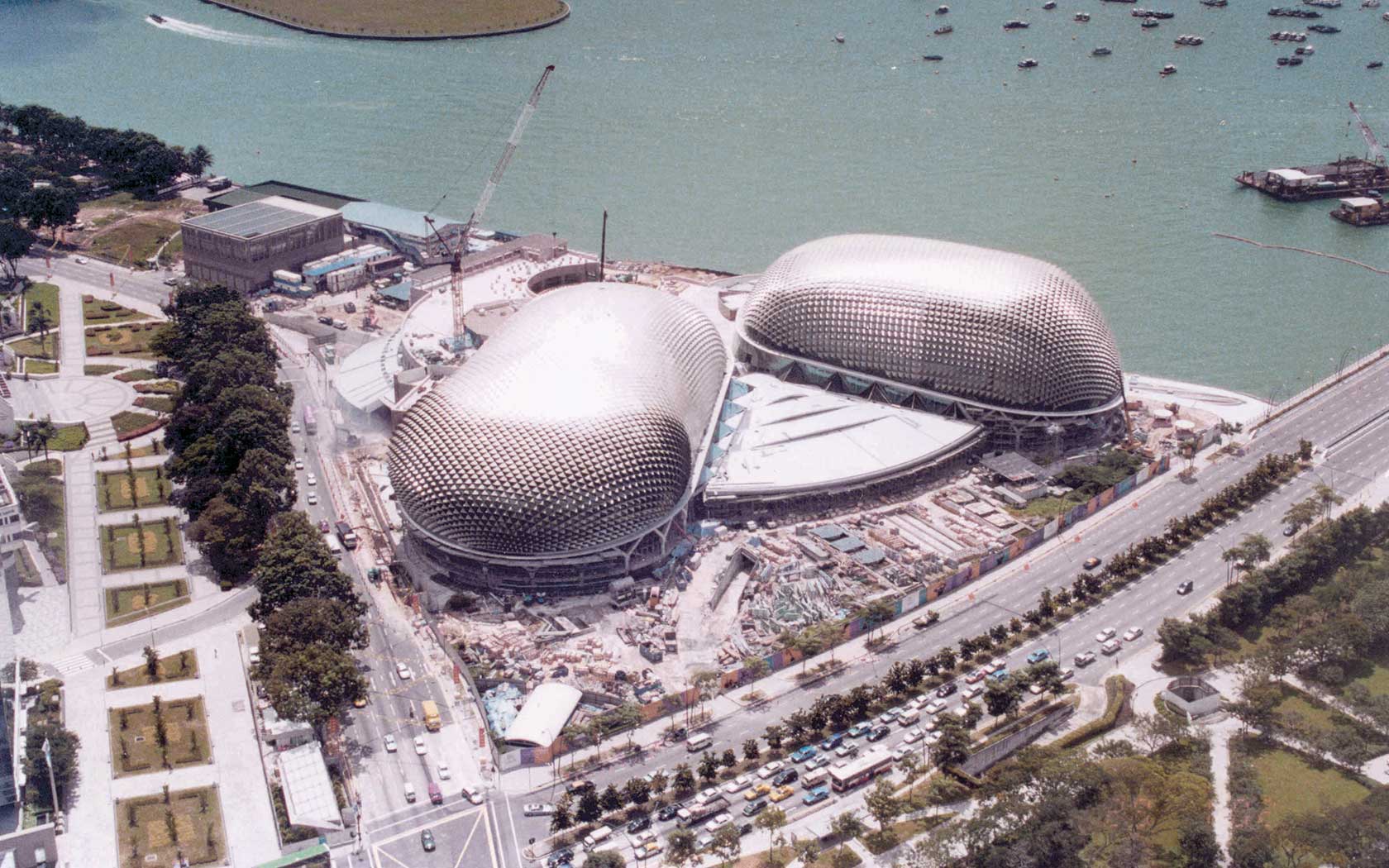 Image of aerial view of Esplanade’s twin domes.
