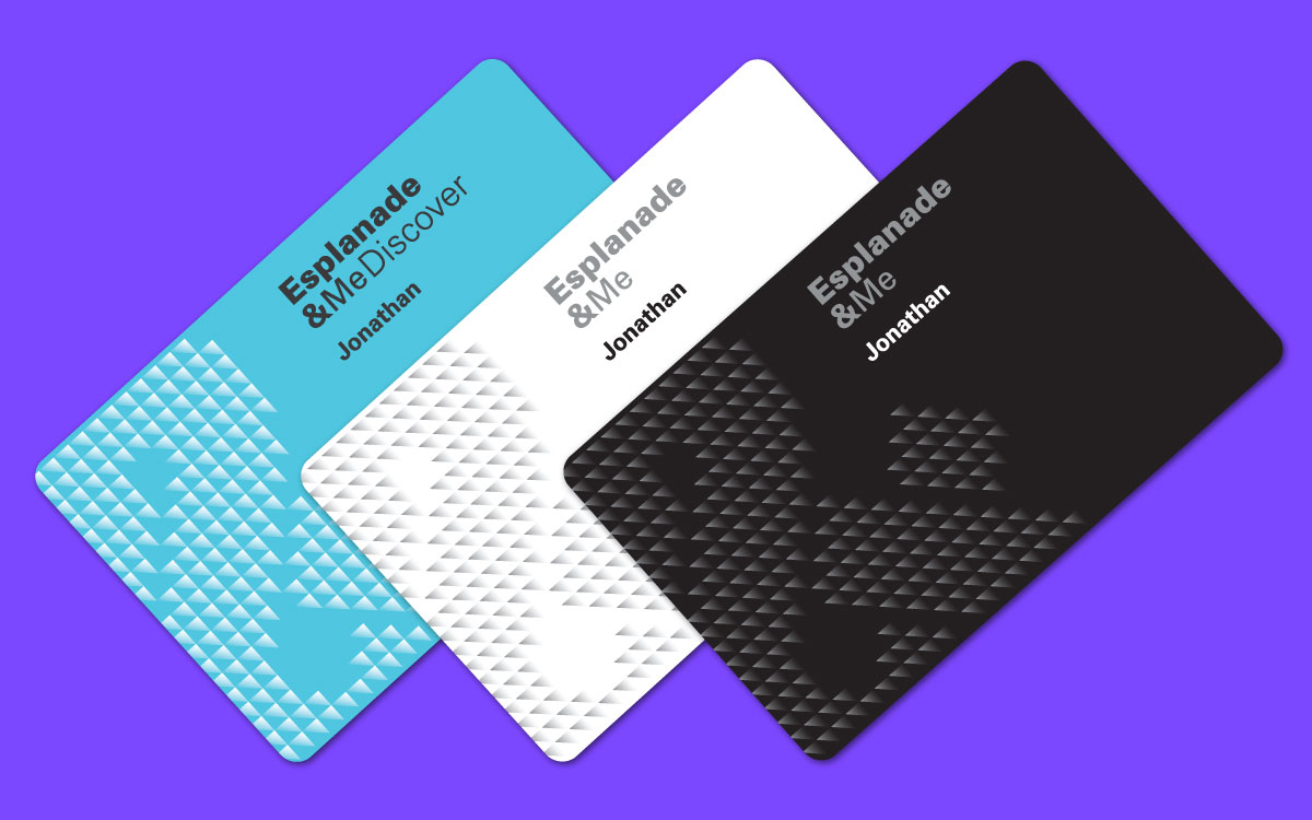 Three membership cards depicting each membership tier, Discover, White and Black. 
