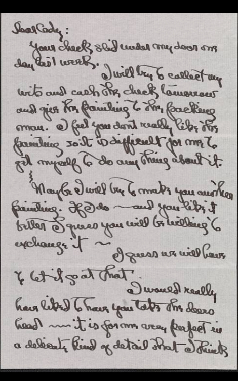 Image scan of a handwritten letter by Georgia O'Keefe